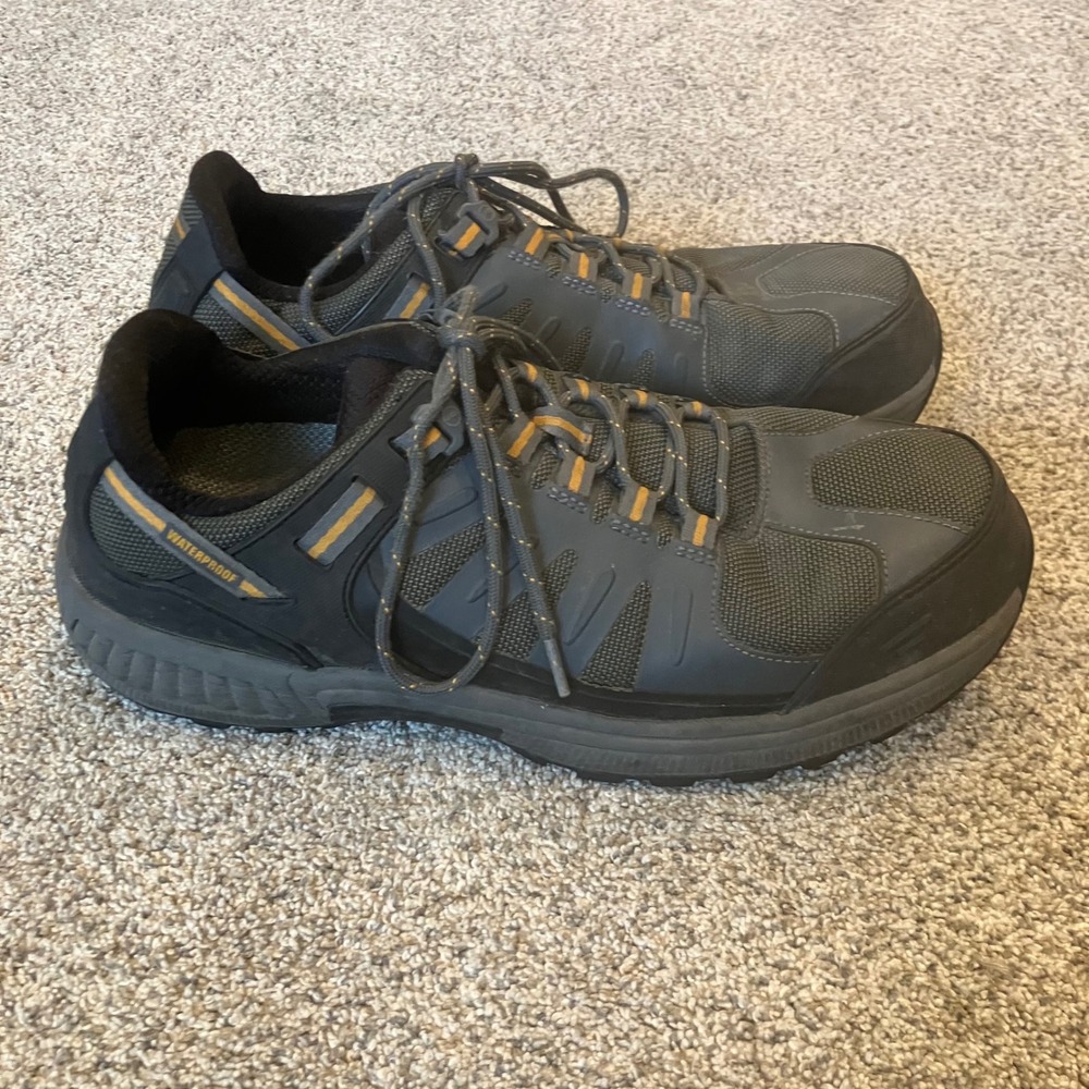 Orthofeet Avalon Waterproof Men's Hiking Shoes 647 Wide 2E Gray Sneakers Orange